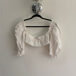 ARE YOU AM I White Eyelet Crop Top